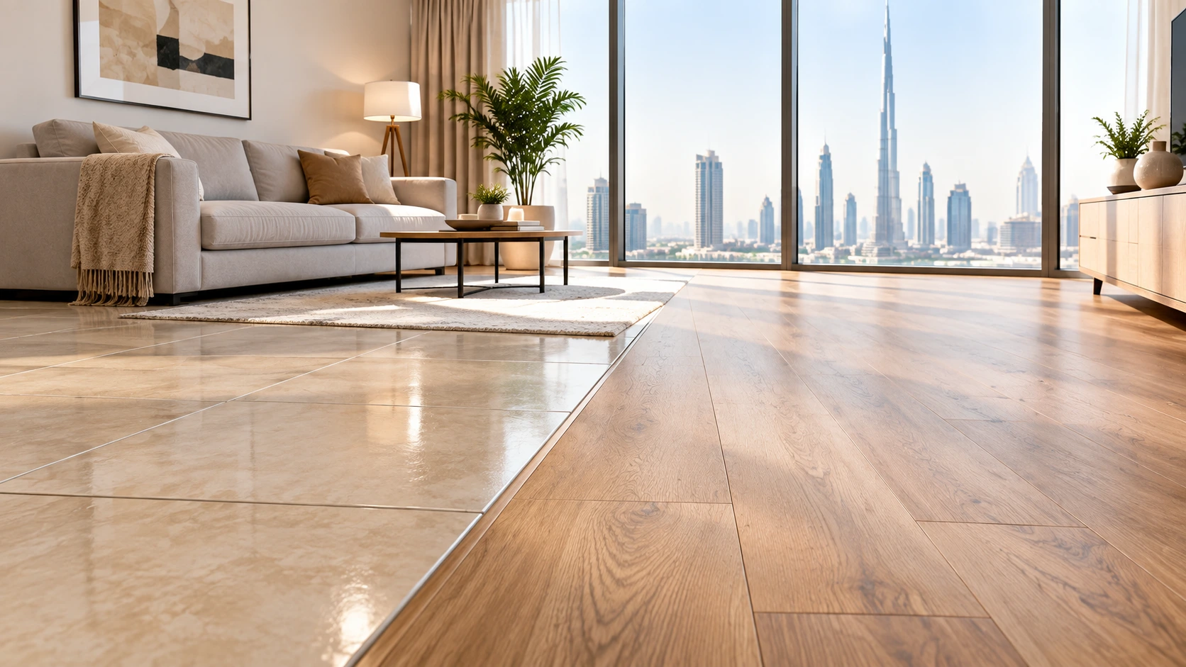 Vinyl flooring installation in a rented Dubai apartment